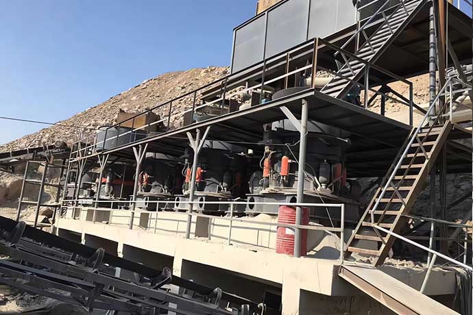 Singal cylinder cone crusher (secondary crushed process) and multi cylinder cone crusher (as third crushed process) used in river stone quarry